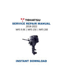 Tohatsu MFS 9.9E 15E 20E Service Manual 2018-2022 4 Stroke Outboard PDF service repair manual cover