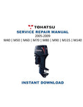 Tohatsu M 40 50 60 70 80 90 115 140 HP Outboard Service Manual PDF service repair manual cover