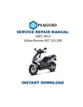 Piaggio Gilera Runner RST 125 200 Service Manual 2007-2011 Scooter PDF service repair manual cover