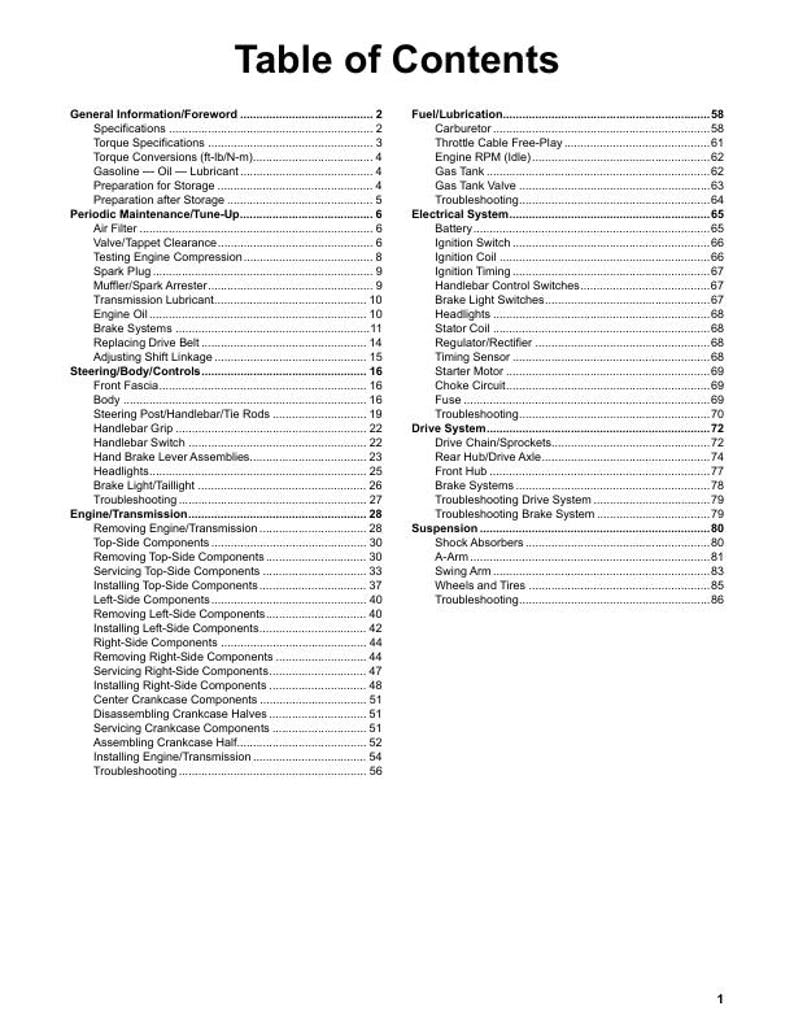 Tracker Offroad 90 ATV Service Manual service manual preview page 3