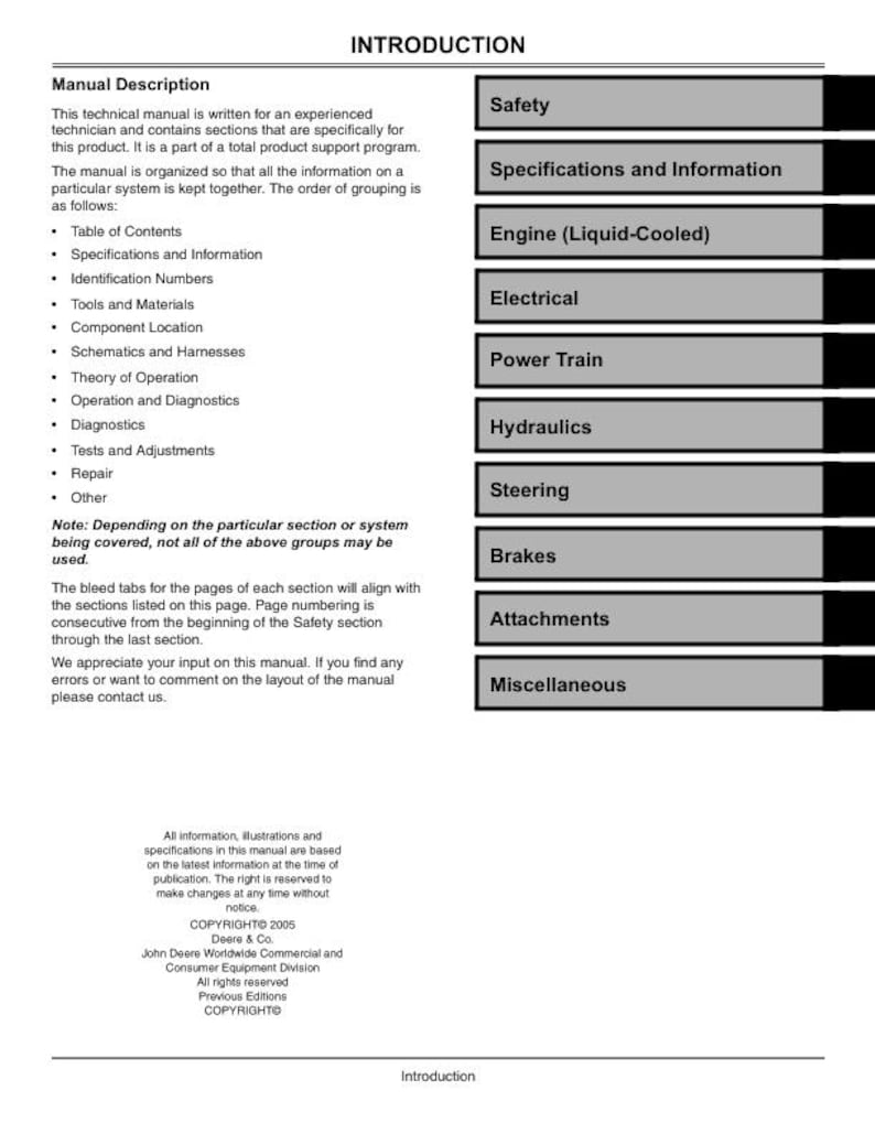 John Deere X700 X720 X724 X728 Tractor Service Manual service manual preview page 3
