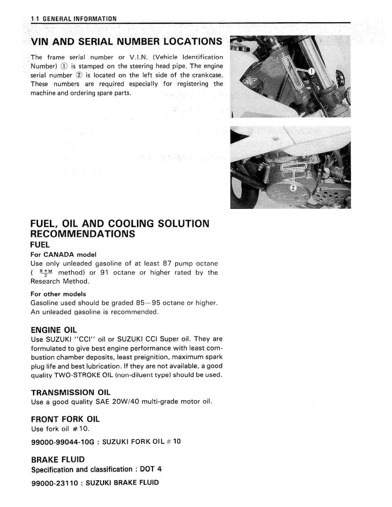 Suzuki TS200R Service Manual 1990-1994 Motorcycle service manual preview page 5