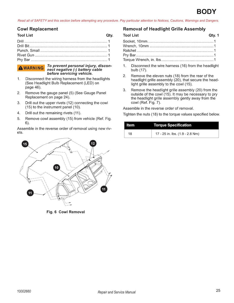 Tracker Off Road EViS Electric UTV Service Manual service manual preview page 5