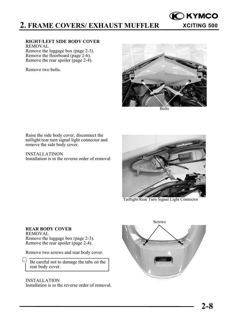 KYMCO Xciting 500 Service Manual service manual preview page 5