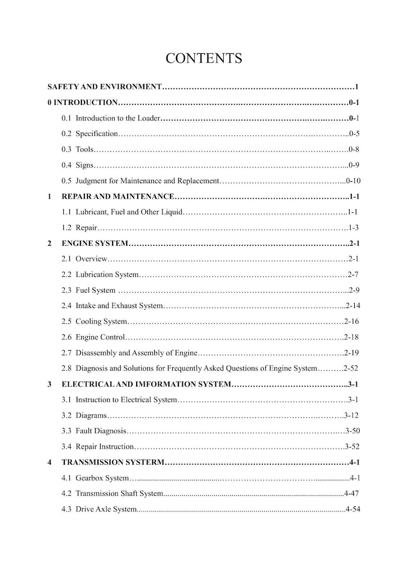 SDLG LG958L Wheel Loader Service Manual 2015-2019 Loader service manual preview page 7