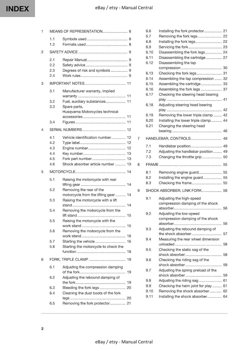 Husqvarna 701 Enduro Service Manual 2021-2025 Motorcycle service manual preview page 6