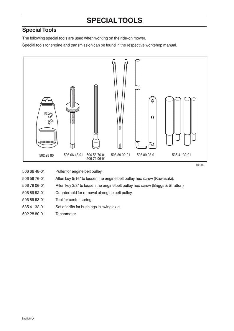 Husqvarna Rider 316T 322T 316TXs AWD Service Manual service manual preview page 6