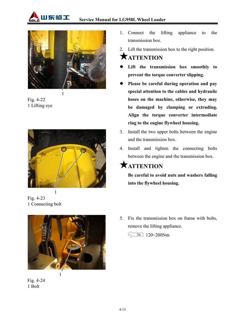 SDLG LG958L Wheel Loader Service Manual 2015-2019 Loader service manual preview page 6