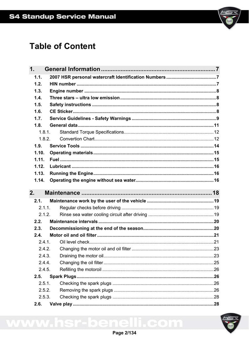 HSR Benelli S4 Standup Service Manual service manual preview page 6