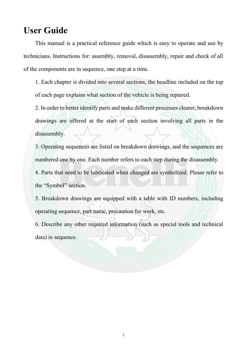 Benelli TNT300 Service Manual service manual preview page 9