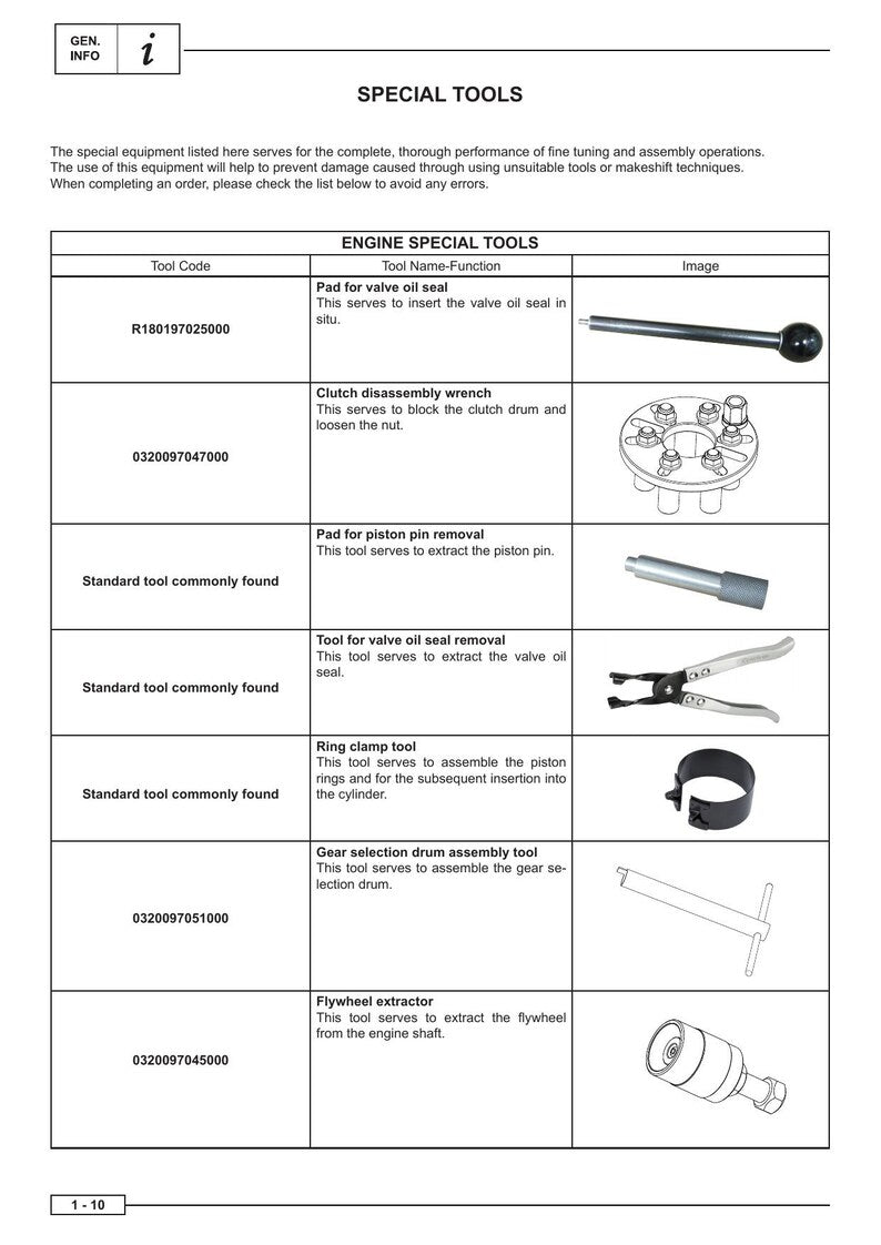 Benelli Leoncino 500 Service Manual service manual preview page 10