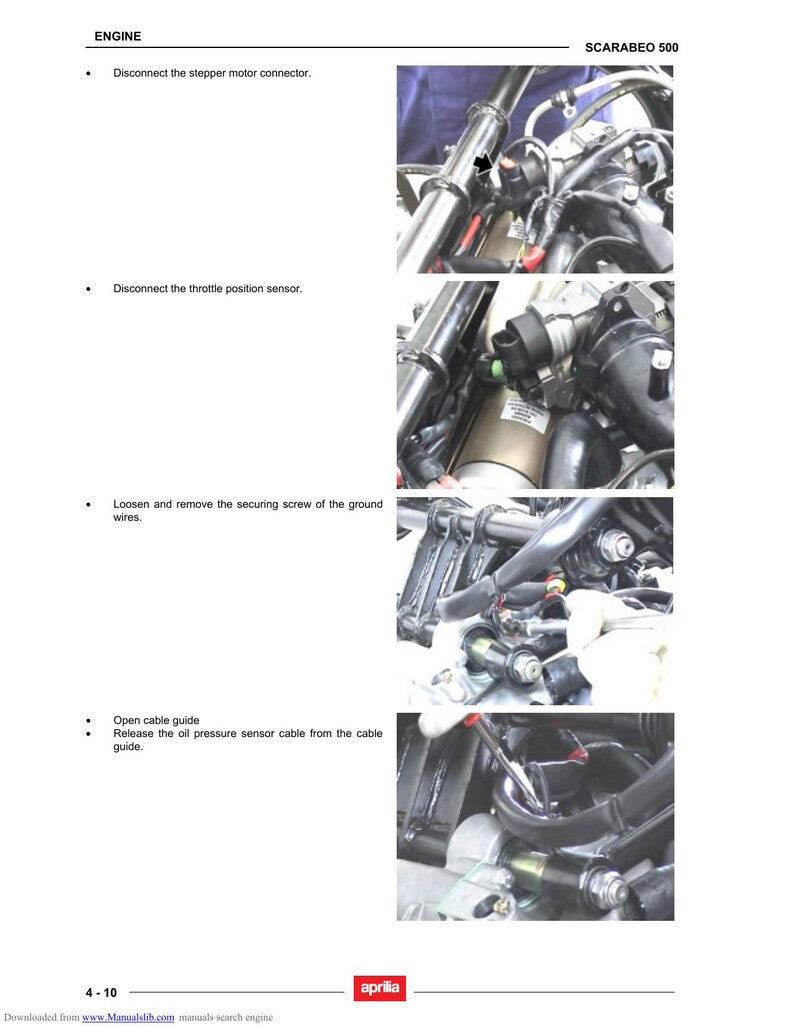 Aprilia Scarabeo 500 Service Manual 2006-2010 Scooter Motorcycle service manual preview page 4
