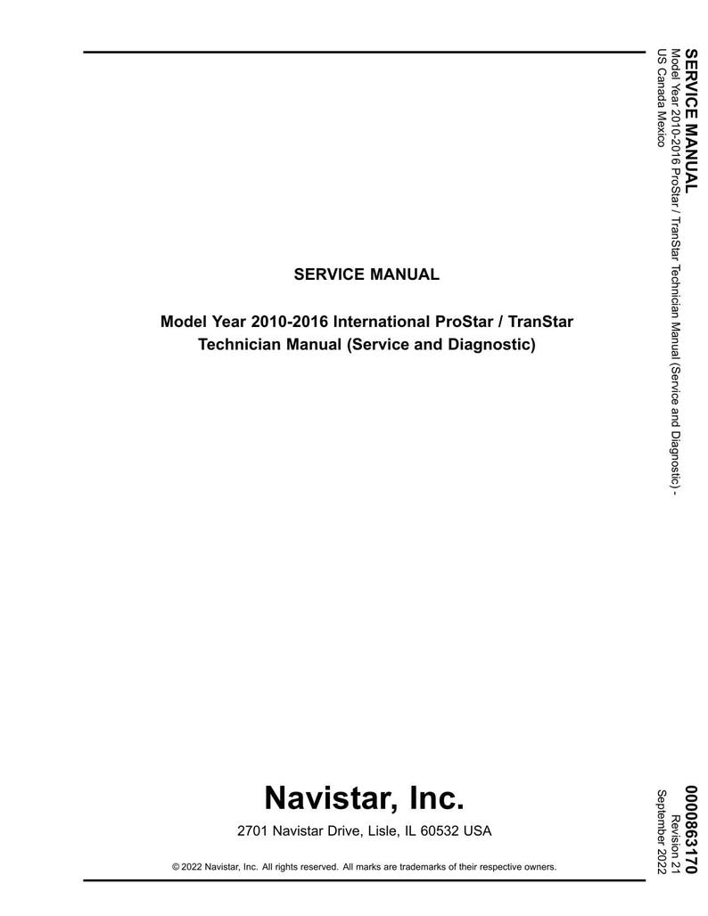 International ProStar TranStar Service Manual 2010-2016 Semi Truck service manual preview page 2