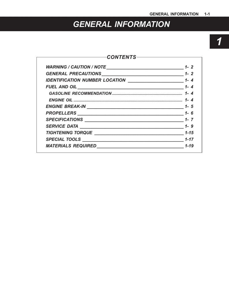Suzuki DF4 DF5 Outboard Motor Service Manual service manual preview page 9