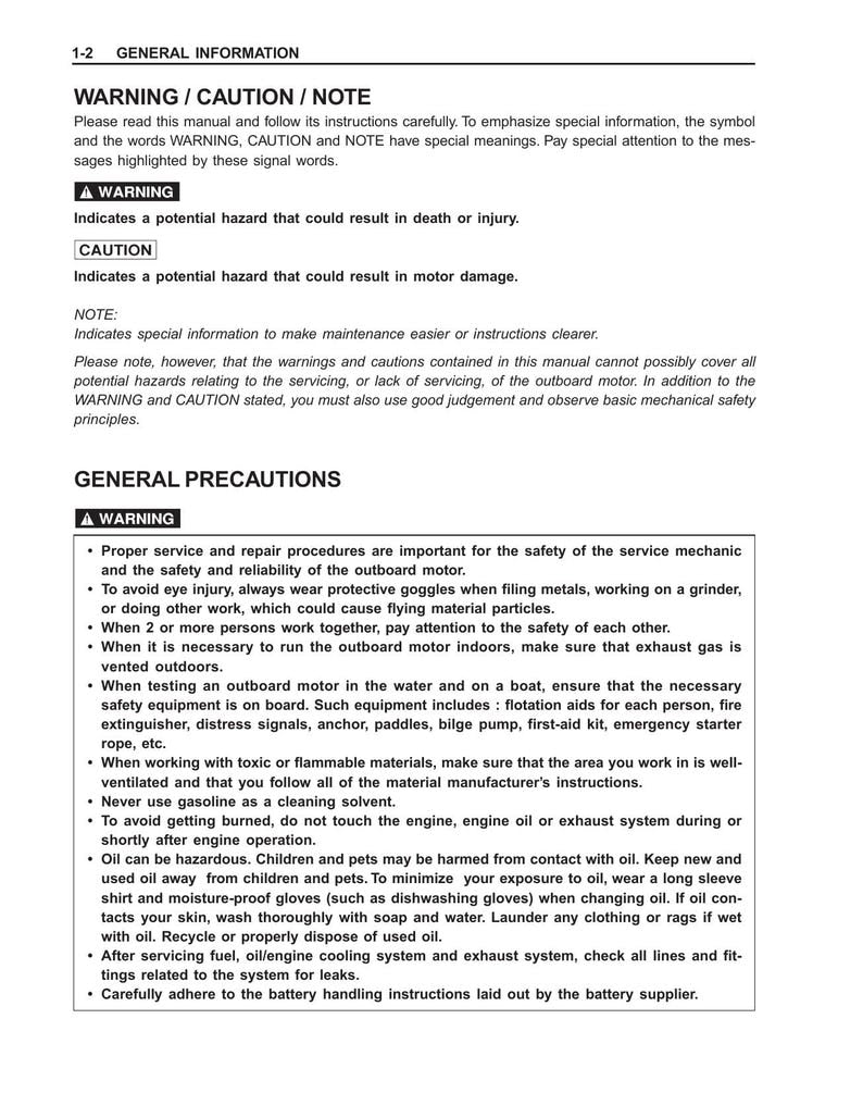 Suzuki DF4 DF5 Outboard Motor Service Manual service manual preview page 10