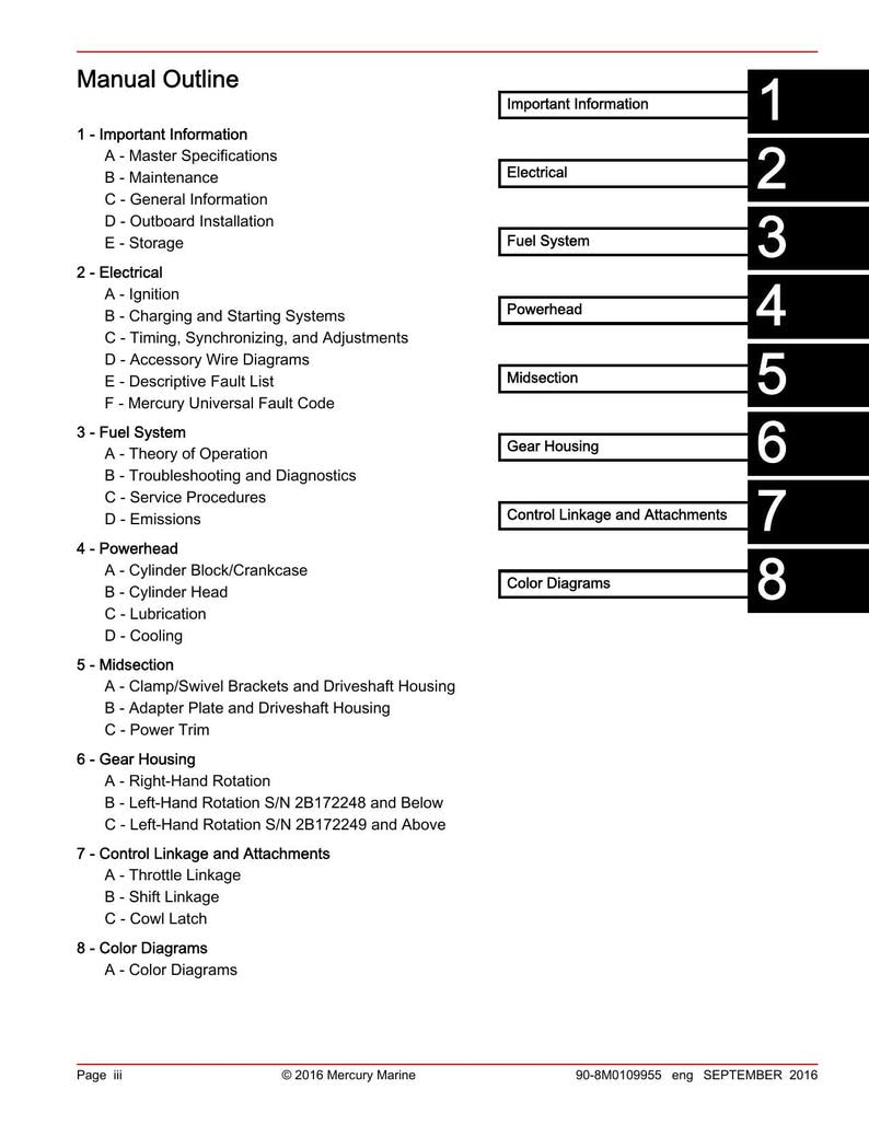 Mercury 150 SeaPro FourStroke Service Manual 2016-2020 Outboard service manual preview page 5