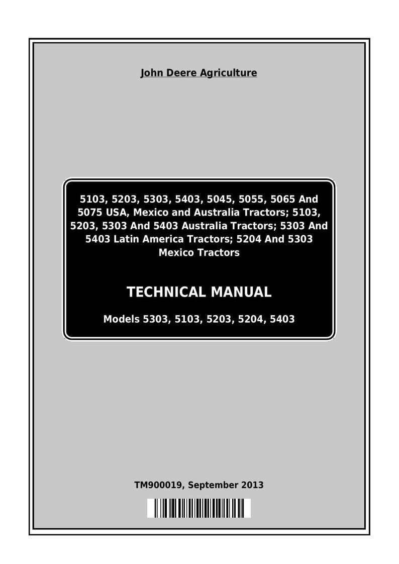 John Deere 5000 Series Tractor Service Manual 2013-2017 5103 5203 5303 5403 service manual preview page 2