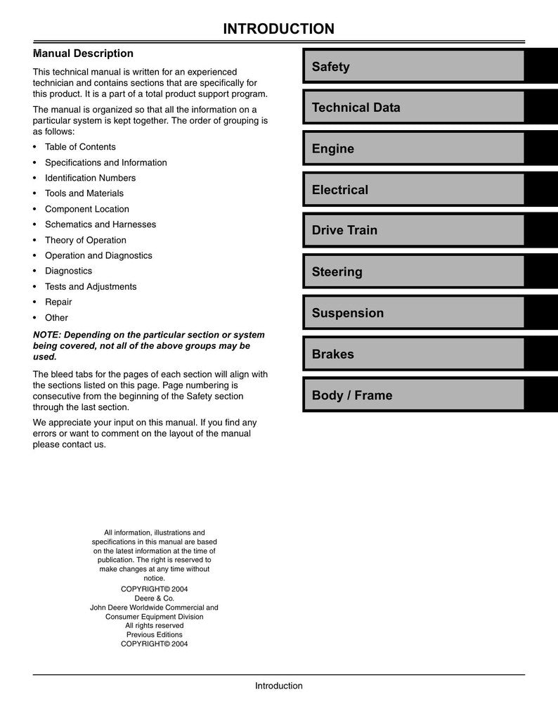 John Deere Trail Buck 500 650 Service Manual service manual preview page 6