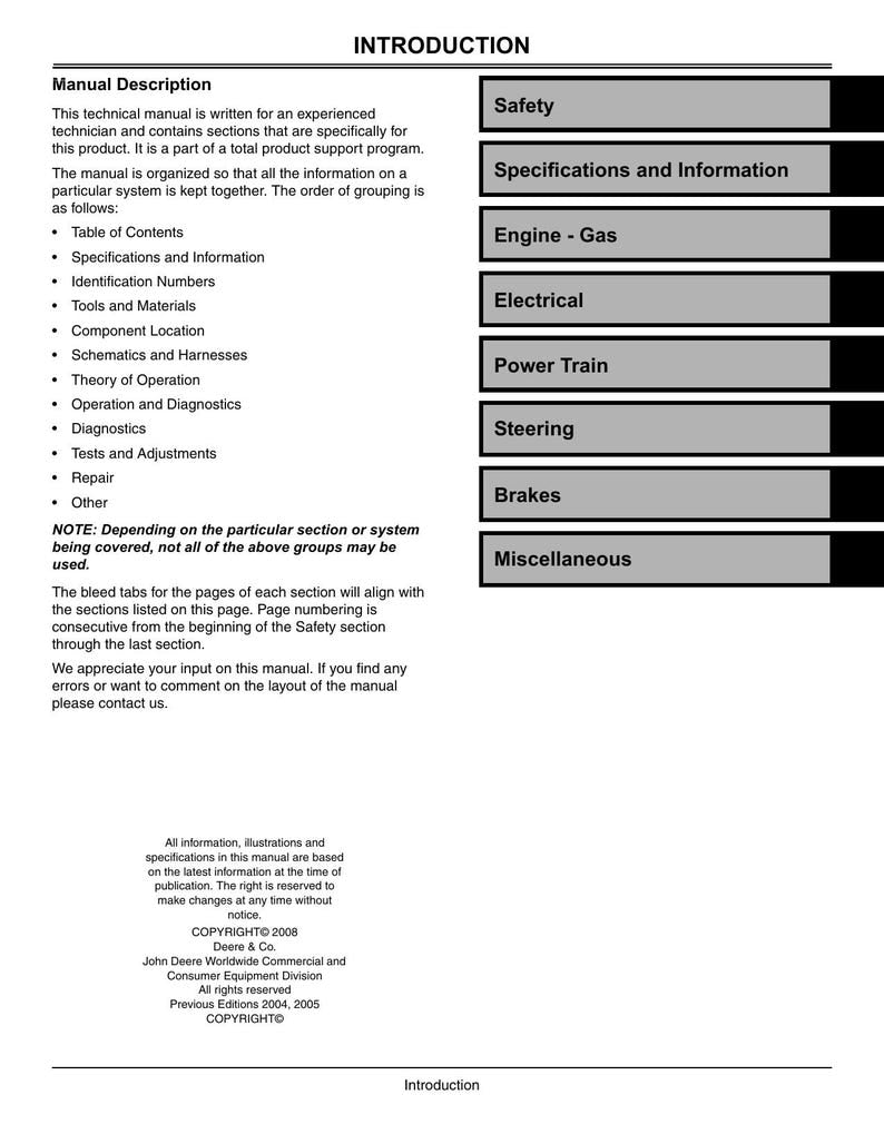 John Deere Gator TX service manual preview page 7