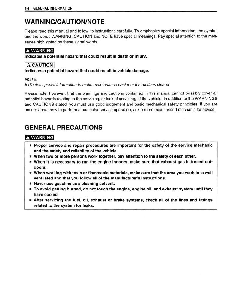 Suzuki King Quad 300 Service Manual service manual preview page 11