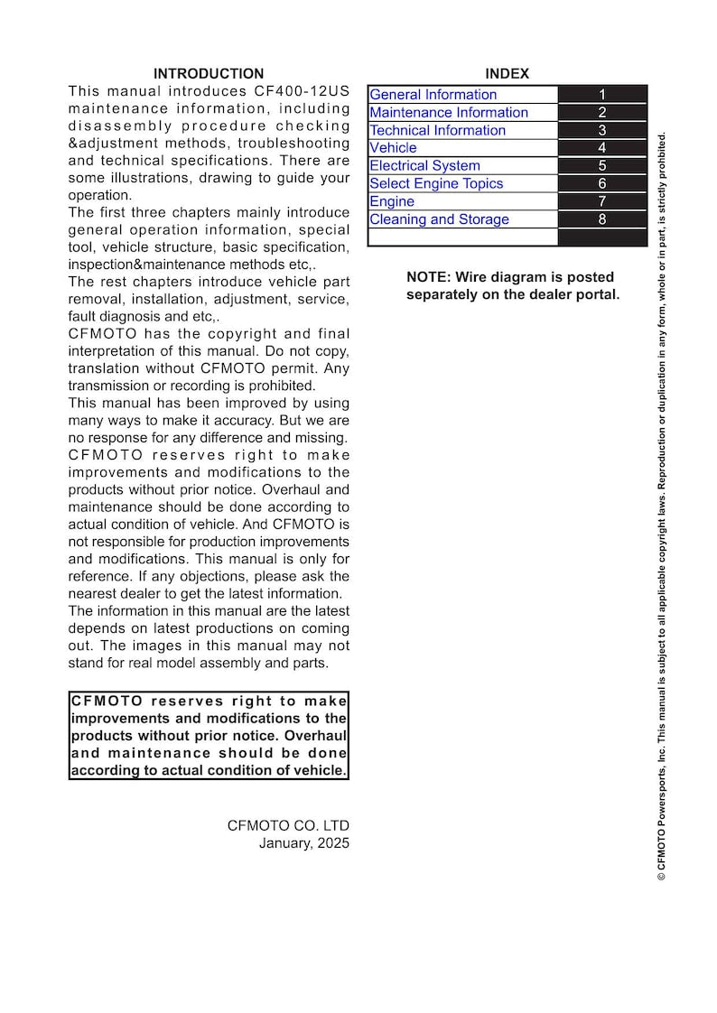 CFMOTO 450SS Service Manual service manual preview page 3