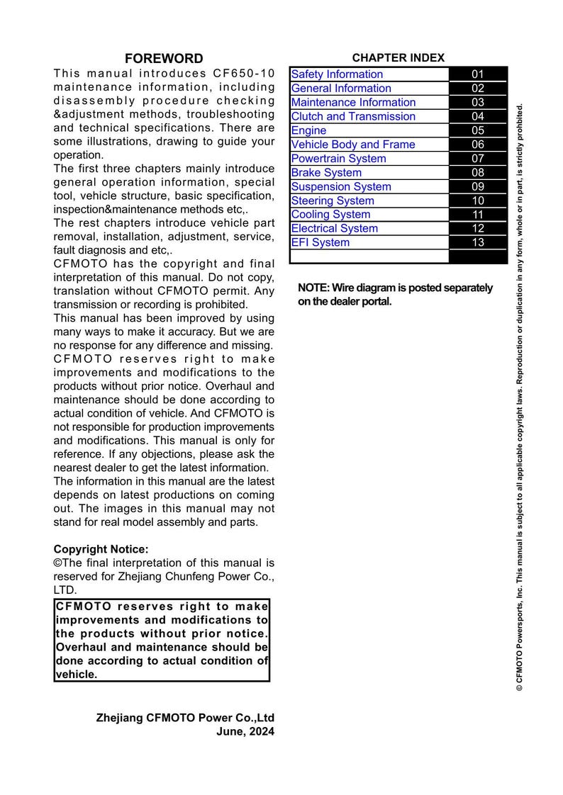CFMOTO 675SS Service Manual service manual preview page 3