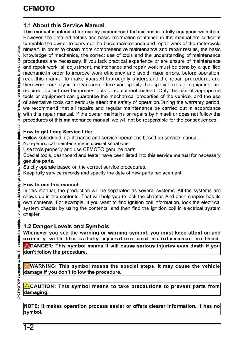 CFMOTO 675SS Service Manual service manual preview page 8