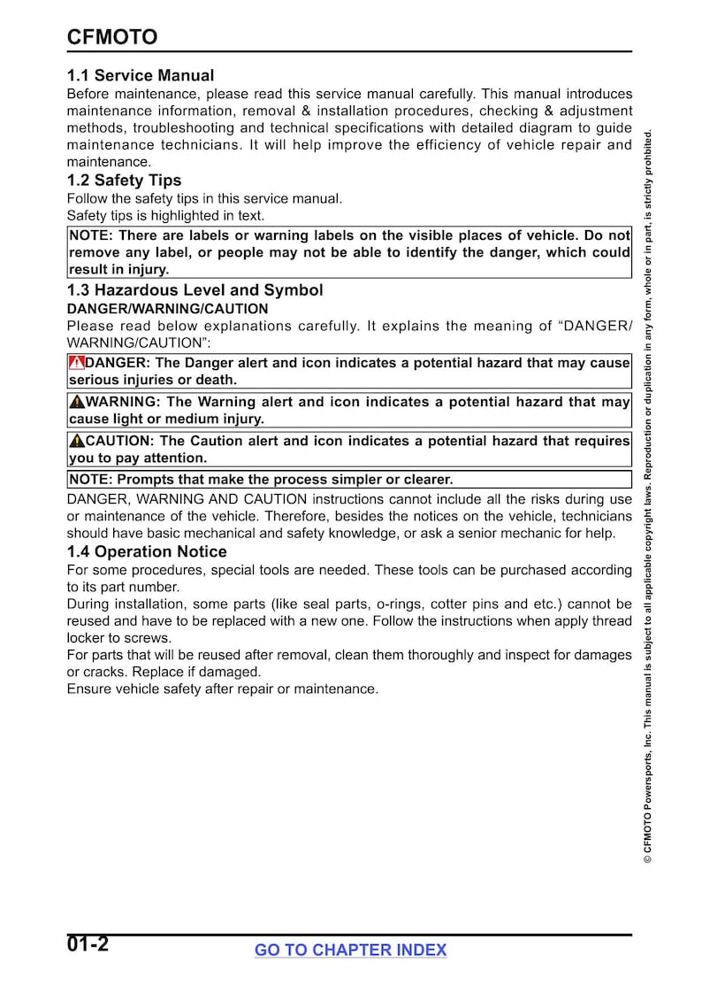 CFMOTO CFORCE 400 500 450 520 Service Manual 2025-2026 ATV service manual preview page 9