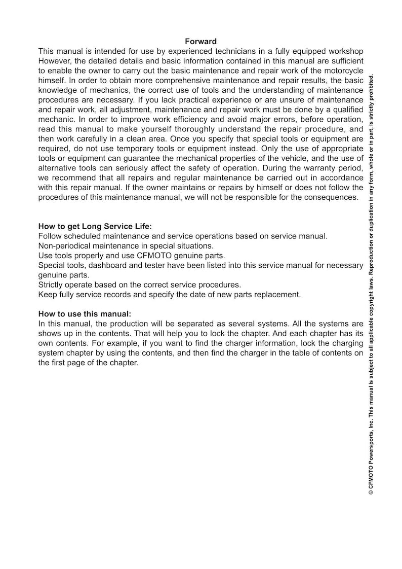 CFMOTO CFX-2E CFX-5E Service Manual 2026 Electric Motorcycle service manual preview page 6