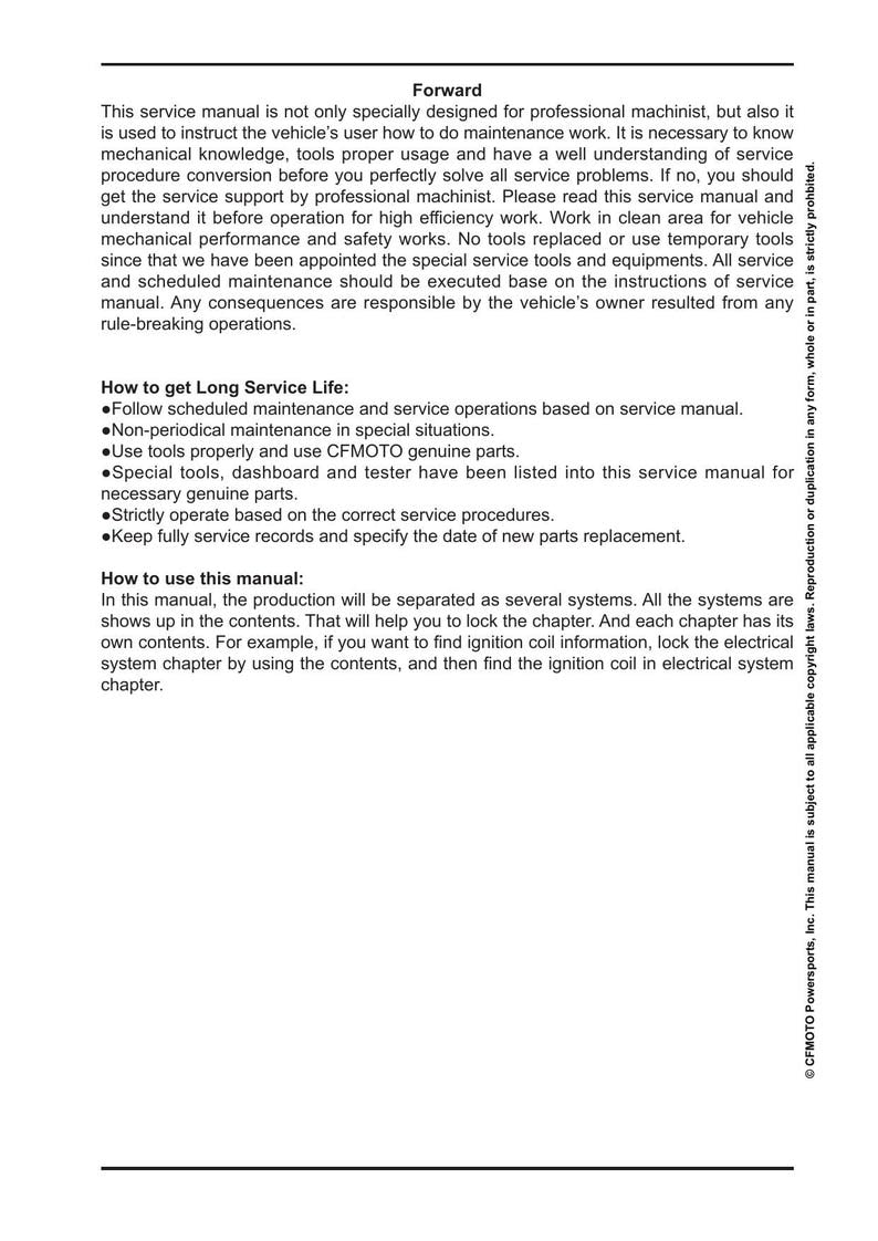 CFMOTO Papio SS 125 Service Manual service manual preview page 7