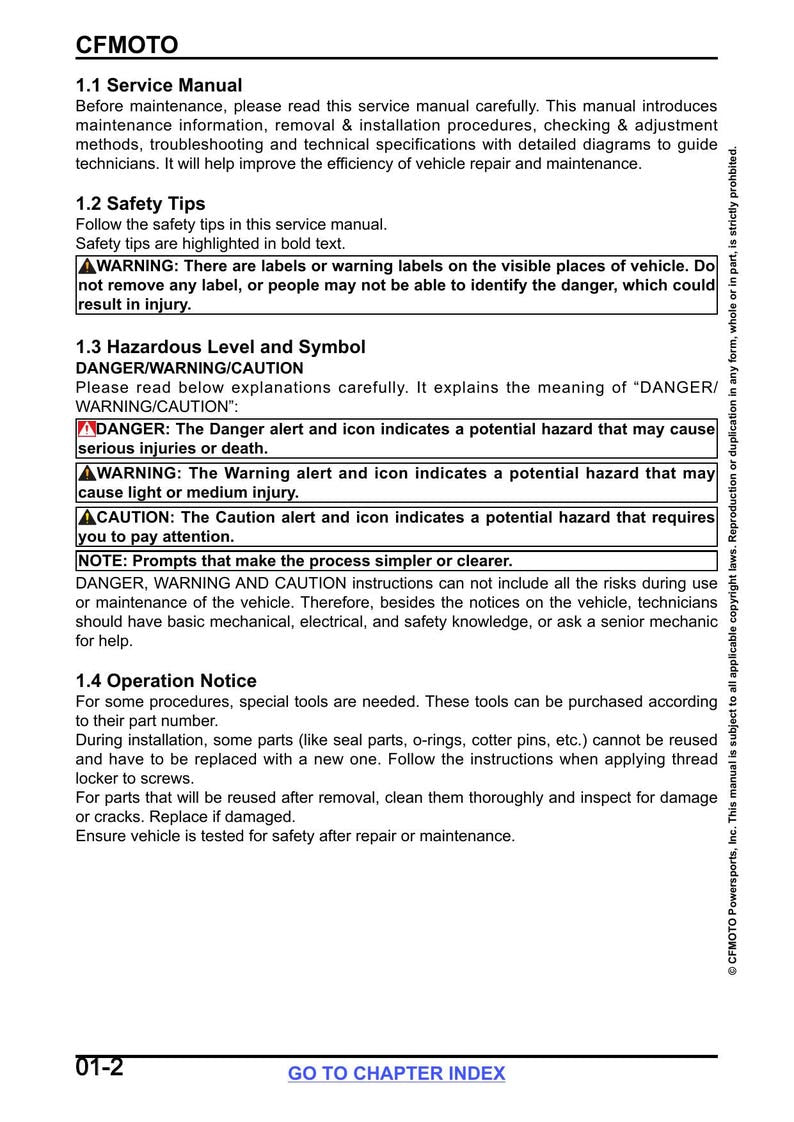 CFMOTO UFORCE 600 Service Manual 2023-2026 UTV cf600uz cf600uu service manual preview page 8