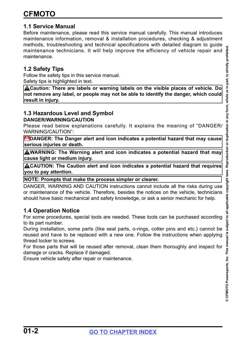 CFMOTO UFORCE 1000 Service Manual service manual preview page 8