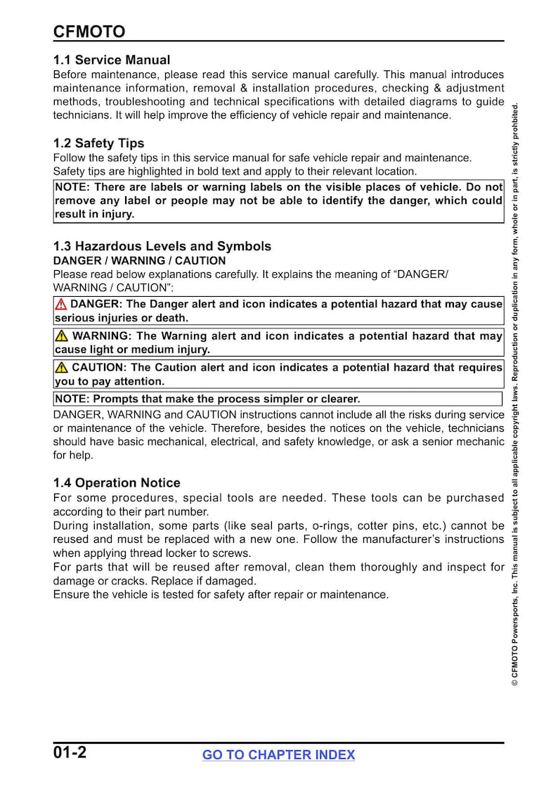 CFMOTO UFORCE U10 Pro XL Pro Service Manual service manual preview page 7