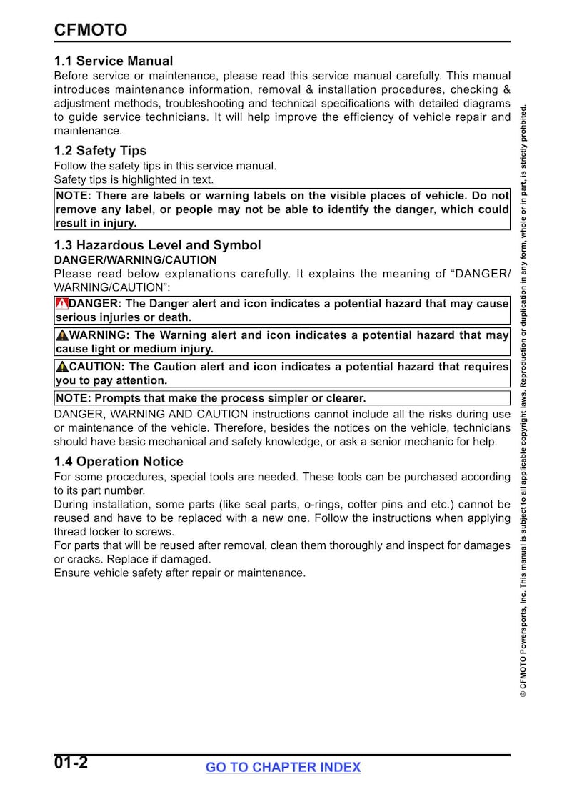 CFMOTO UFORCE 600 Service Manual service manual preview page 9
