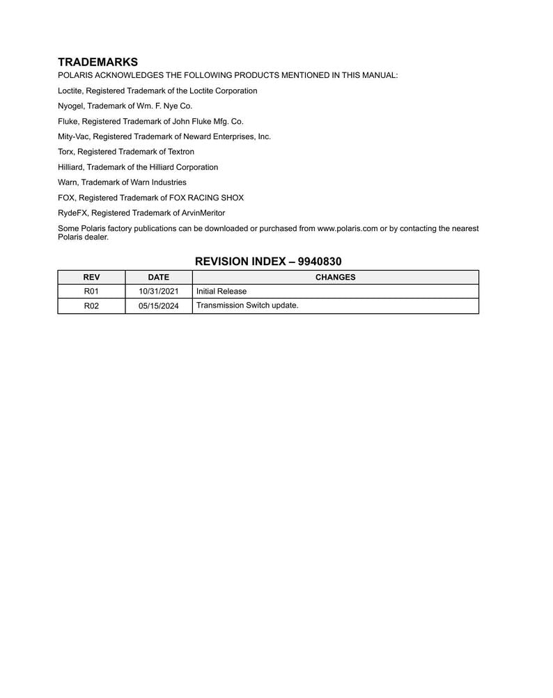 Polaris Pro XD Full-Size Gas Crew Service Manual service manual preview page 6
