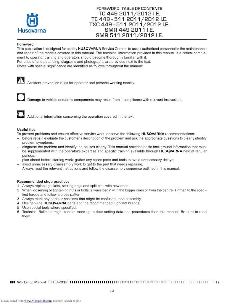 Husqvarna TC TE TXC smr 449 511 Service Manual service manual preview page 9