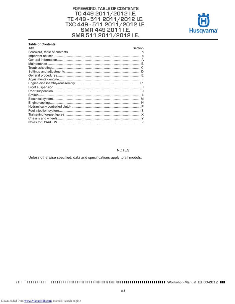 Husqvarna TC TE TXC smr 449 511 Service Manual service manual preview page 10