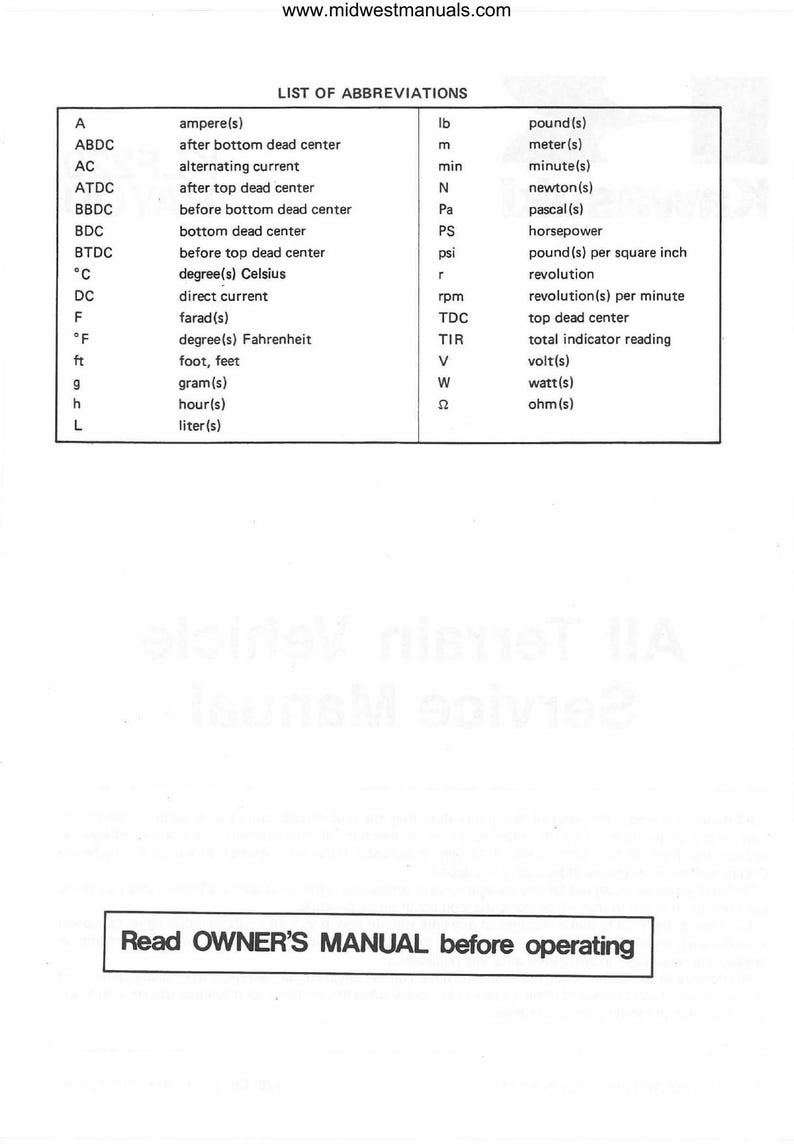 Kawasaki KLF220 Bayou Service Manual service manual preview page 9
