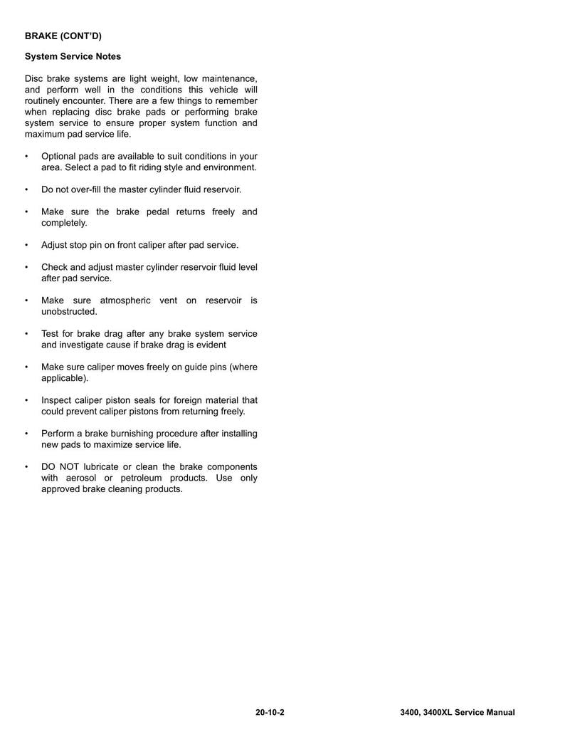 Bobcat 3400 3400XL Utility Vehicle Service Manual 2010-2014 UTV service manual preview page 7