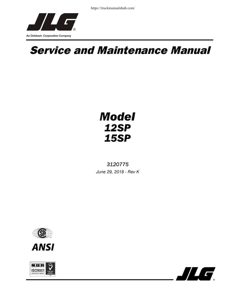 JLG 12SP 15SP Aerial Work Platform Service Manual 1999-2018 service manual preview page 2