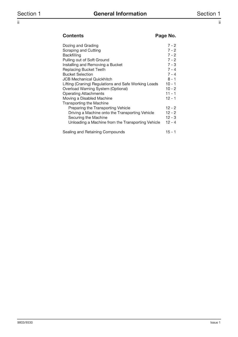 JCB 8080 Midi Excavator Service Manual 1995-1999 Repair service manual preview page 10
