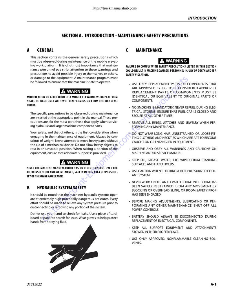 JLG 450A 450AJ Boom Lift Service Manual service manual preview page 4
