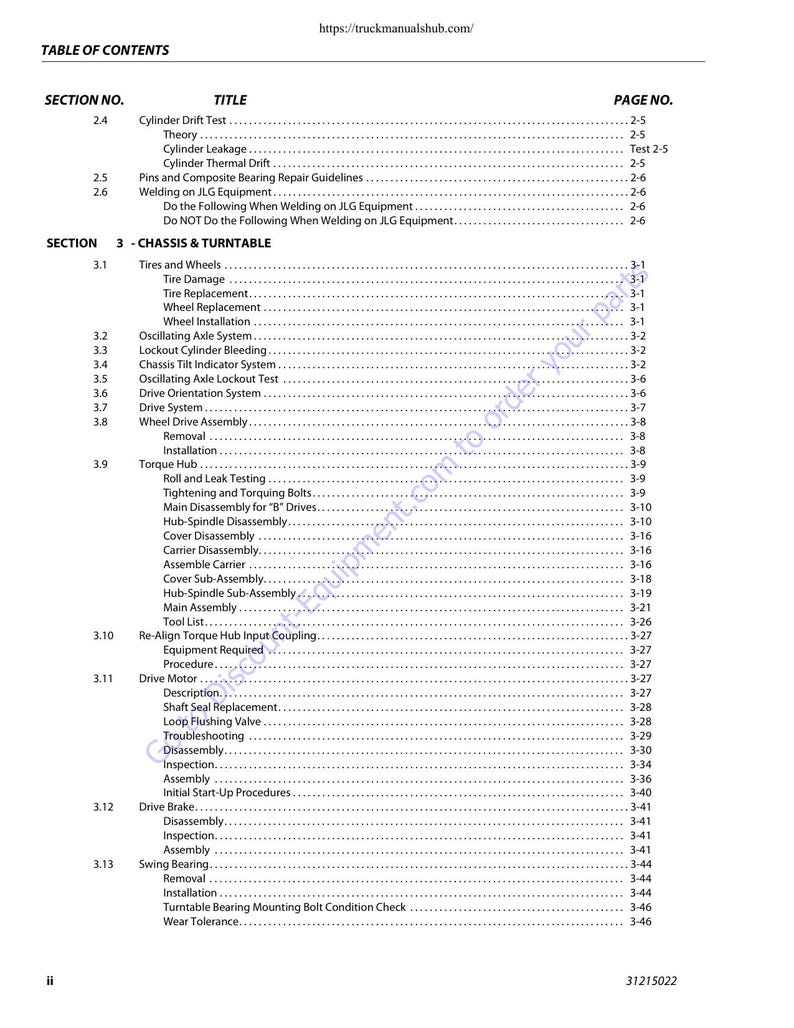 JLG 450A 450AJ Boom Lift Service Manual service manual preview page 6