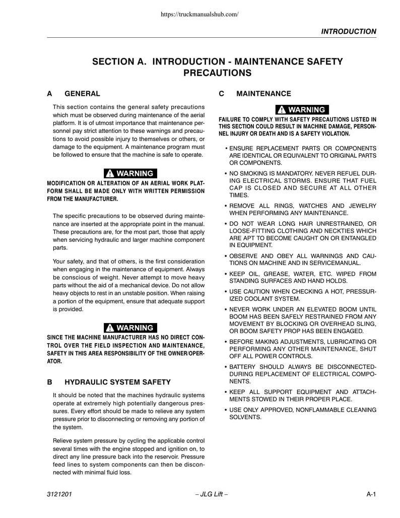 JLG 600A 600AJ Boom Lift Service Manual service manual preview page 6