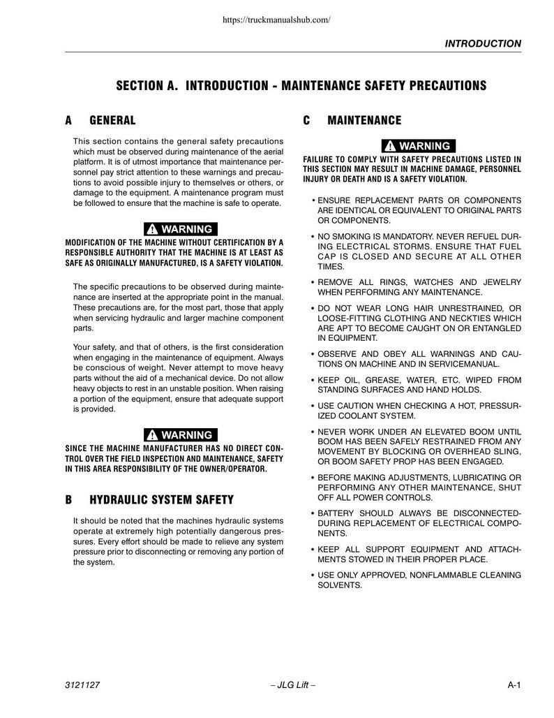 JLG E450A E450AJ m450a m450aj Service Manual 1999-2009 Boom Lift service manual preview page 9