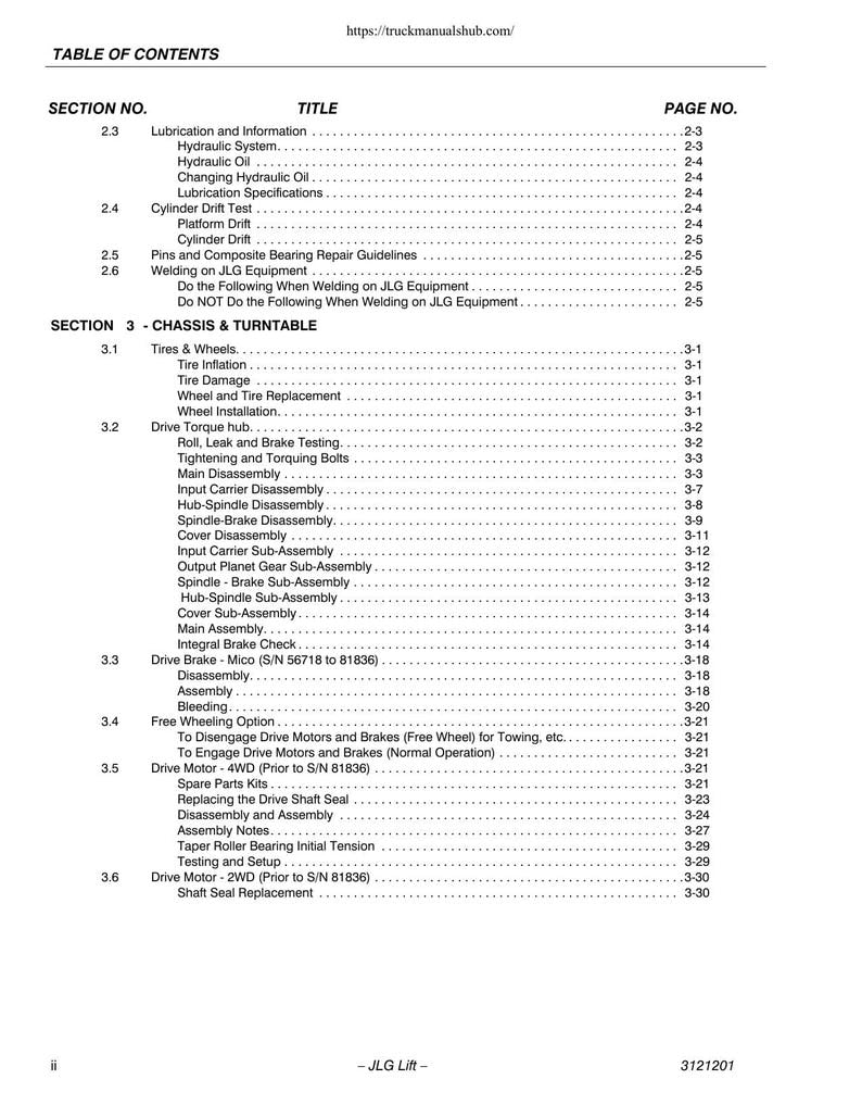 JLG 600A 600AJ Boom Lift Service Manual service manual preview page 8