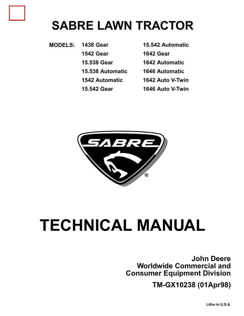 John Deere Sabre Lawn Tractor Service Manual service manual preview page 2