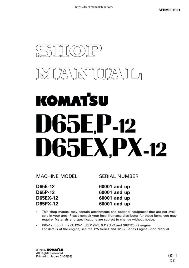 Komatsu D65E D65P D65EX d65px-12 Service Manual service manual preview page 2