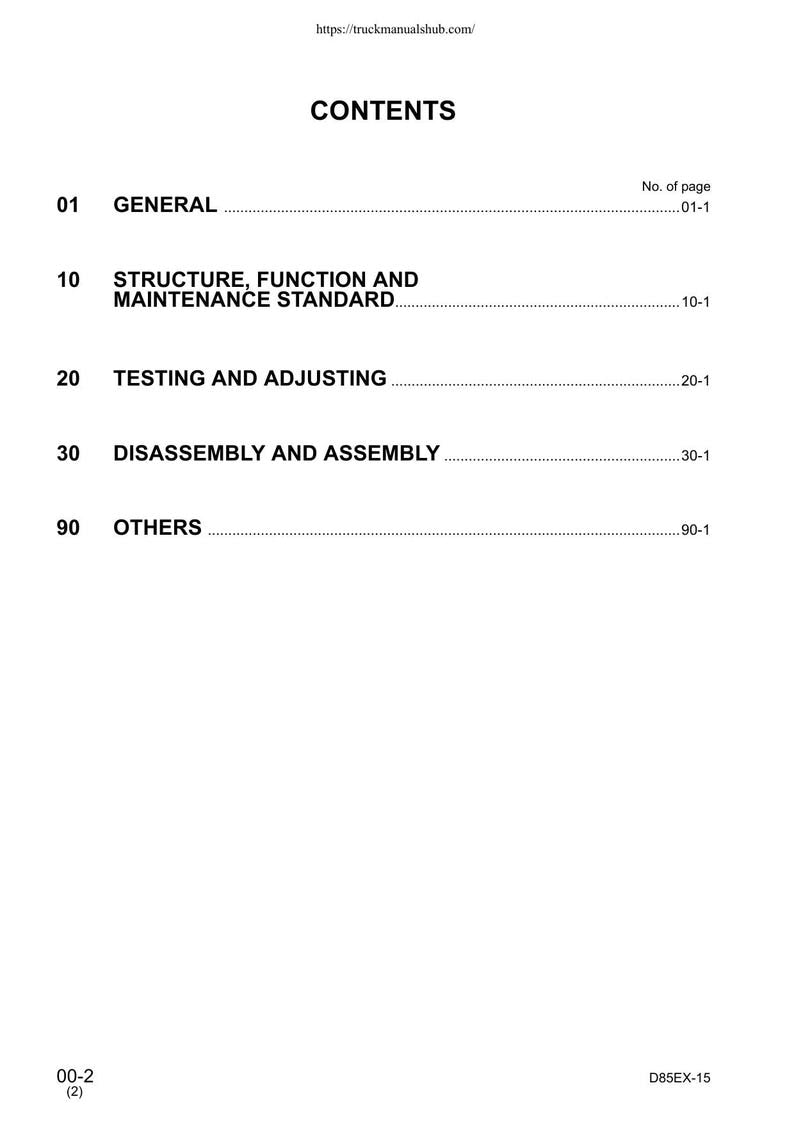 Komatsu D85EX-15 D85PX-15 Dozer Service Manual service manual preview page 7
