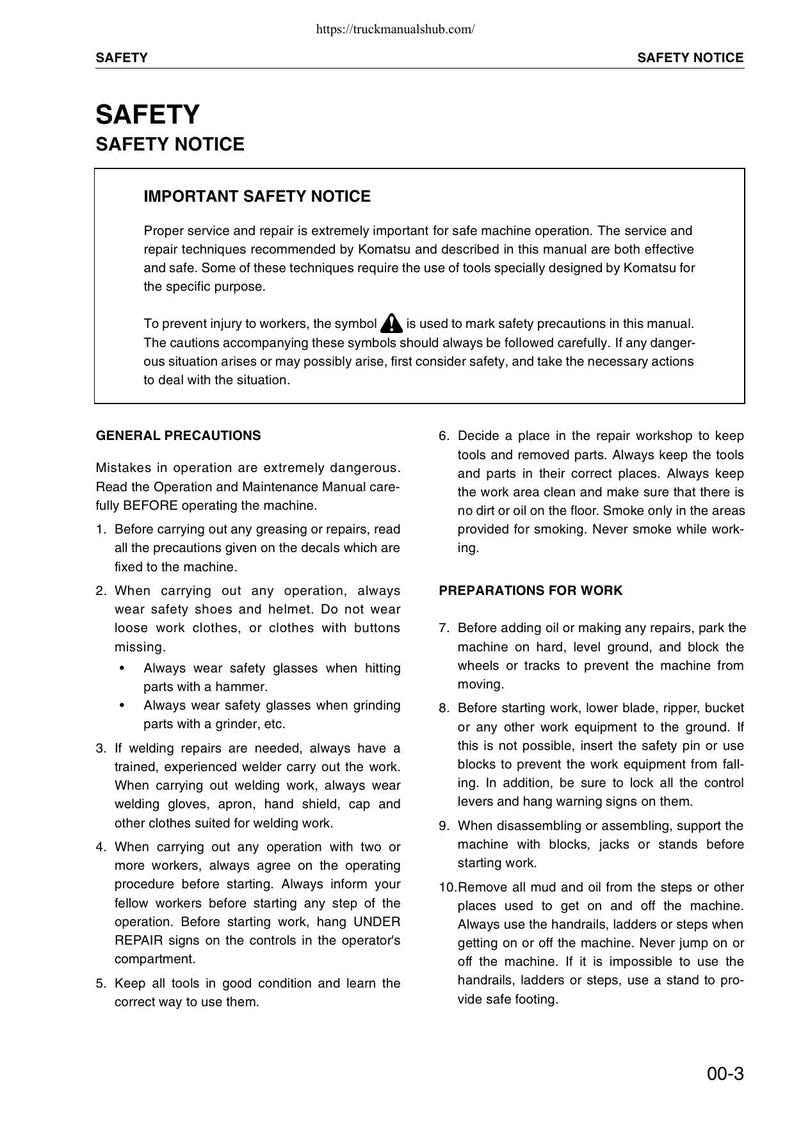 Komatsu D31EX D31PX D37EX d37px-21 Service Manual 2004-2008 Dozer pdf Download service manual preview page 10